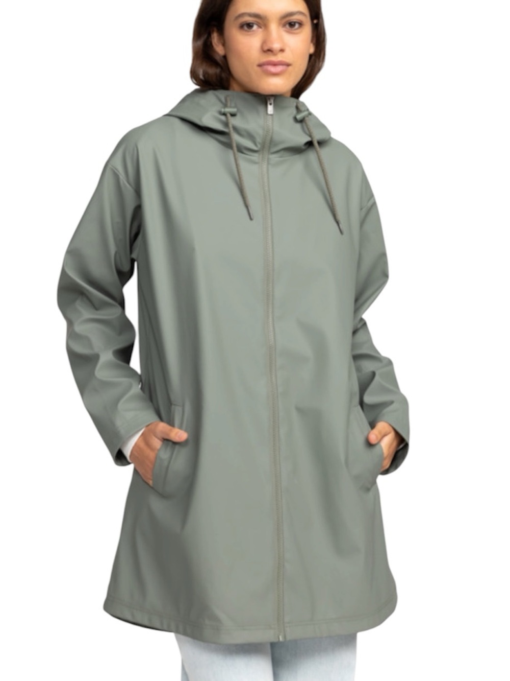London Fog Green Rain Jacket with Hood Size Medium